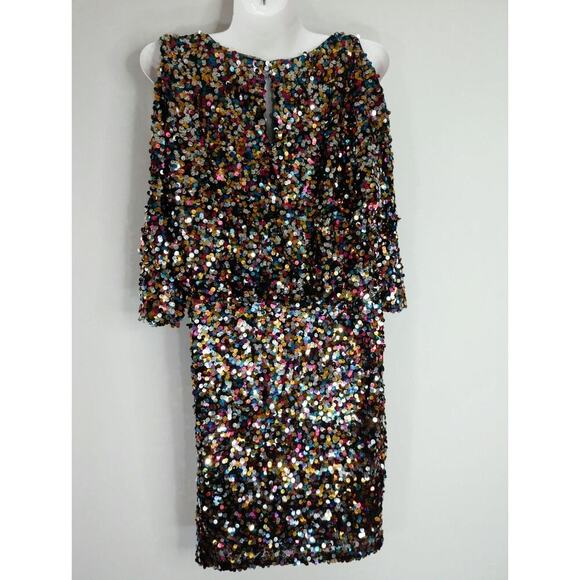 Boston Proper Women Sequin Cold Shoulder Mini Dress Size 2 NWT NYE Party Holiday - Picture 6 of 12